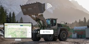 Wheel loader with IoT portal in the foreground